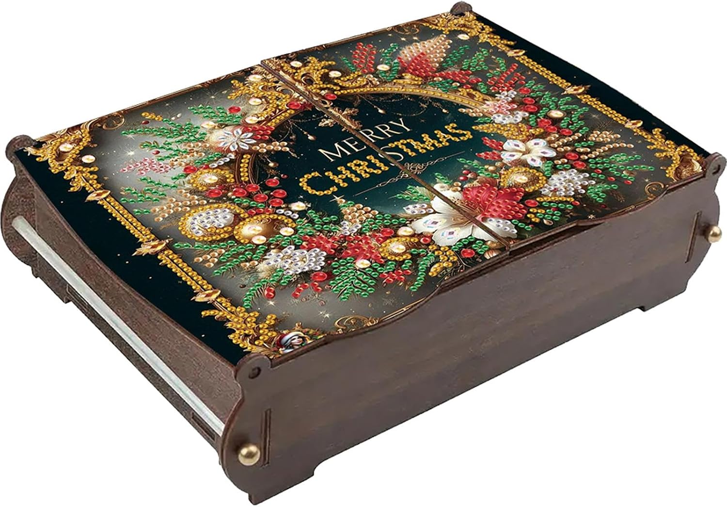POETRYDRAW 5D DIY Art Crystal Storage Wooden Case Kit for Decor (Merry Christmas)