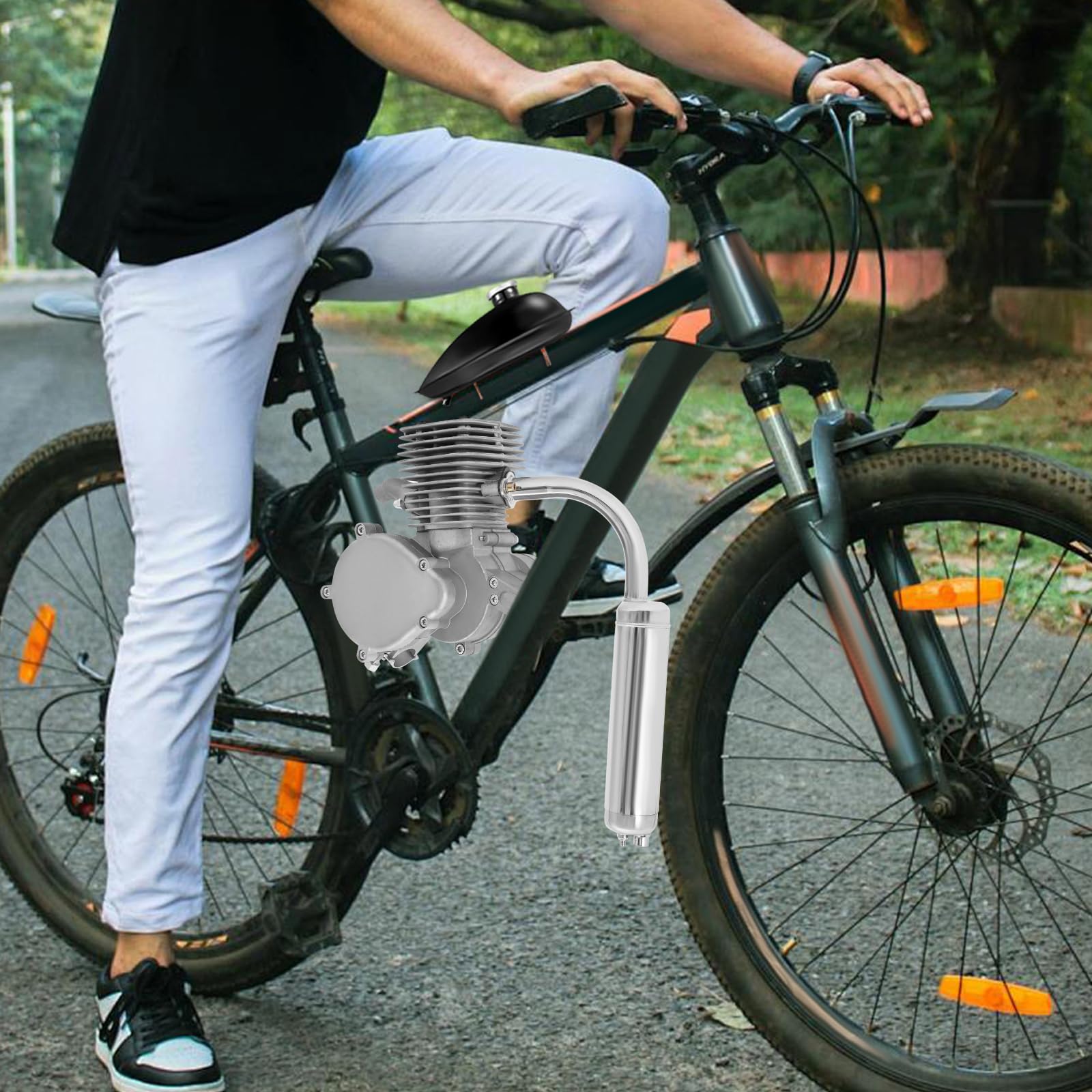 Zestaw silnika rowerowego 100 cc, 2-suwowy silnik benzynowy do roweru, zestaw do konwersji z 44 zębami i ulepszonym gaźnikiem, zestaw do konwersji motocykla 26-28", maks. 48 km/h