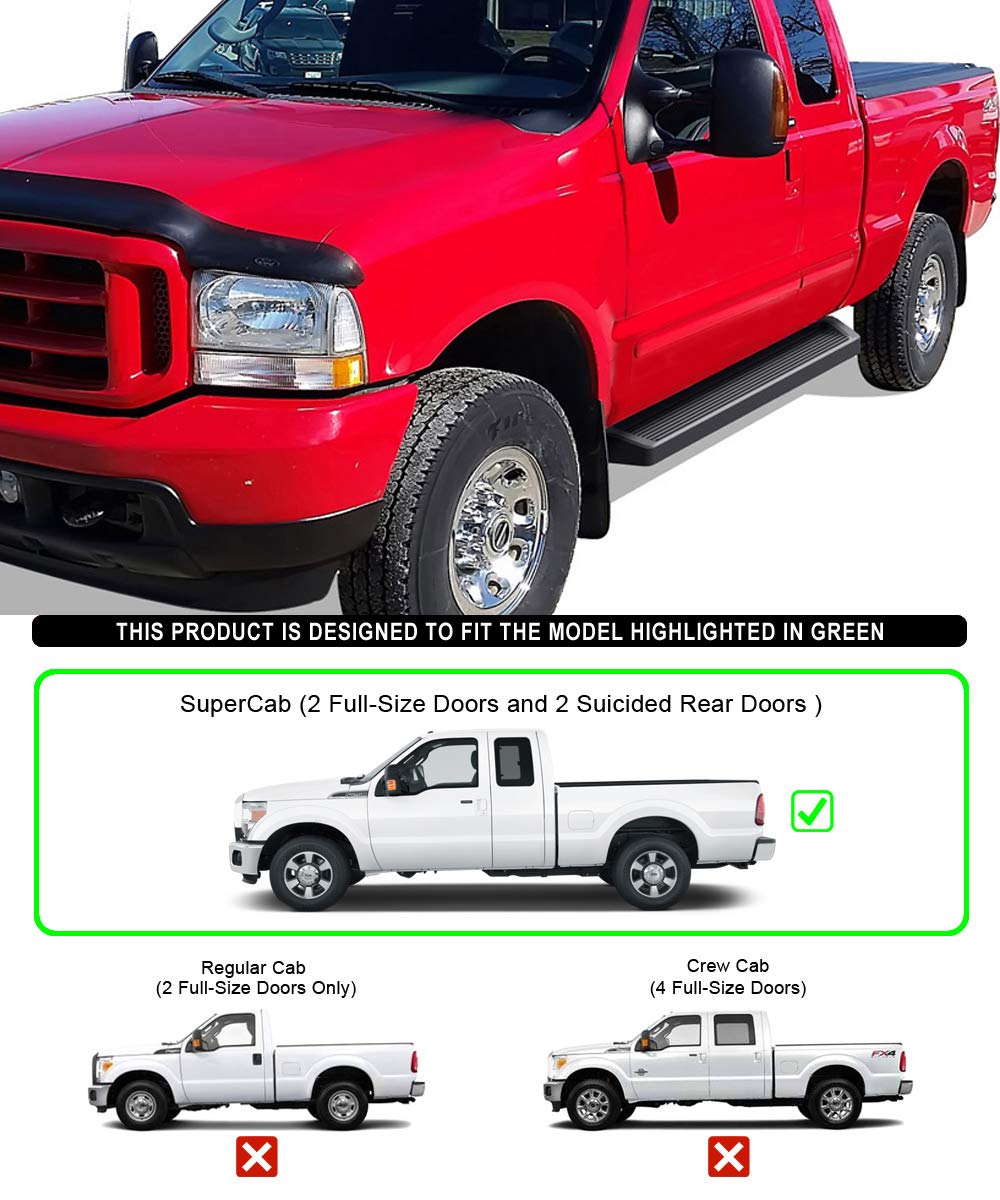 APS Black Running Boards Style Compatible with Ford F250 F350 Super Duty 1999-2016 Extended Cab (Nerf Bars Side Steps Side Bars)