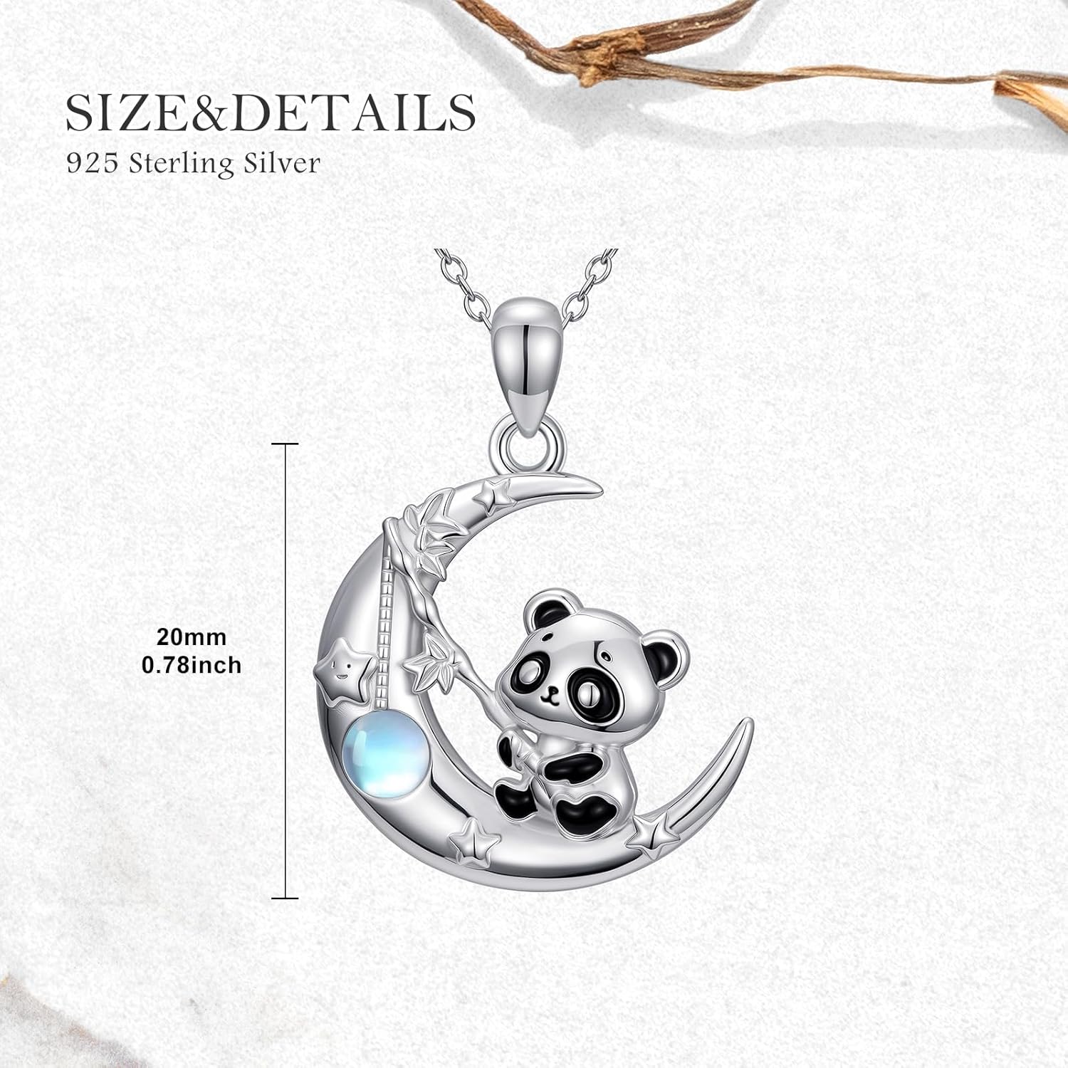 LONAGO Panda Necklace Moonstone Moon Panda Pendant Animal Jewelry Gift for Women - Image 4