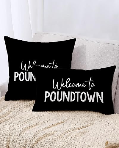 Miniatura 3 de CarOptics Divertida funda de almohada de bienvenida a Pound-Town, divertida decoración de almohada con temática de pareja para el hogar, boda,