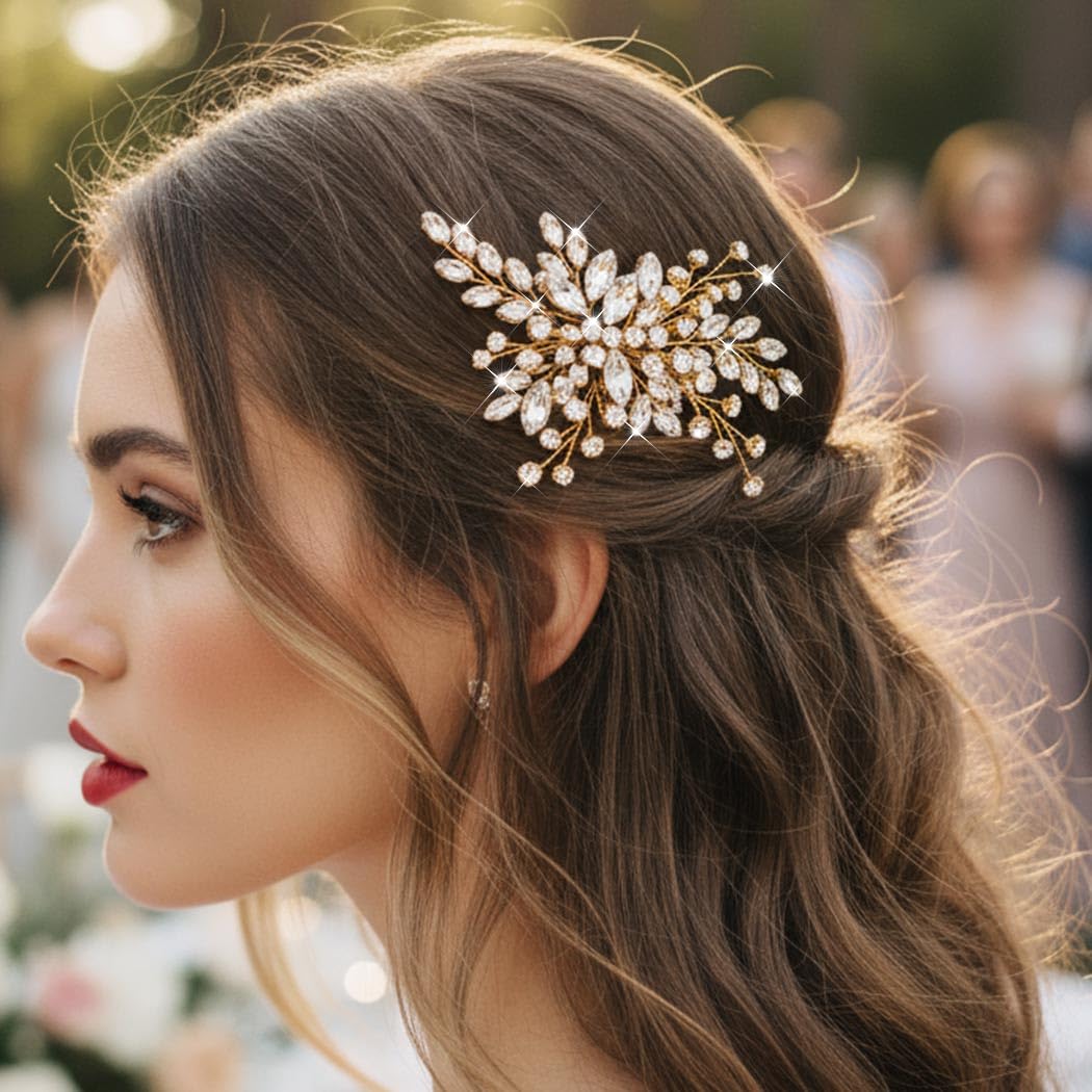 CASDRE Crystal Bride Wedding Hair Comb Silver Sparkly Rhinestone Bridal Hair Accessories Prom Hair Pieces for Women (Silver, One Size)