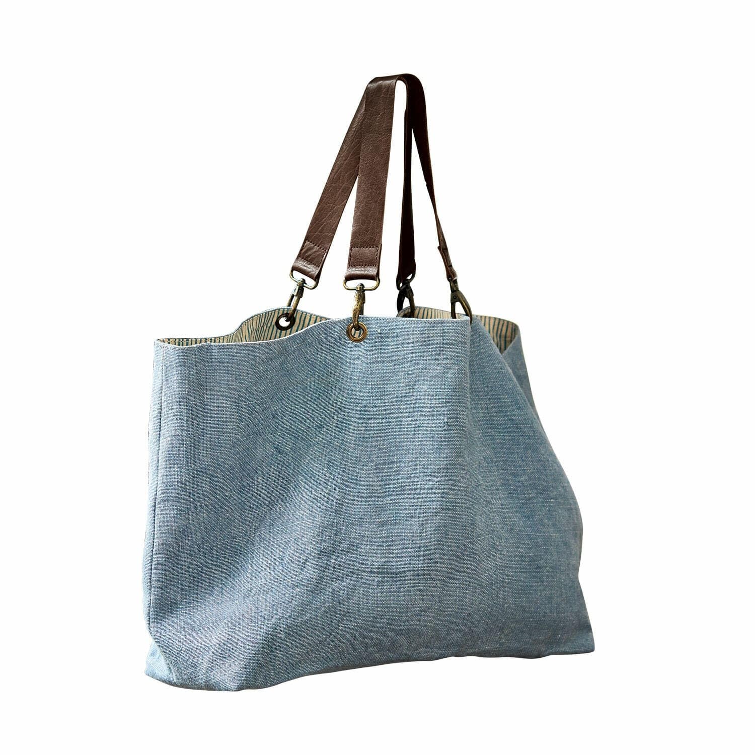 Loberon Tasche Bente - Dezent & Stilvoll - Naturnaher Chic - viel Stauraum - mit Innentasche - Shopper - Henkeltasche - Accessoire - Jute - Büffelleder, blau/braun | Dezent & Stilvoll - Naturnaher Chic - viel Stauraum - mit Innentasche - Shopper - Henkelt