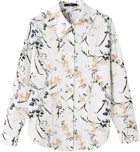 Amazon 春秋 シャツ レディースシャツ 柄シャツ 優しい 花柄 簡約 もっちり生地 ゆったり カジュアル 大きいサイズ 独特 森ガール コーデ万能 きれいめ 襟付き ボタン ホワイト S 2xl シャツ ブラウス 通販