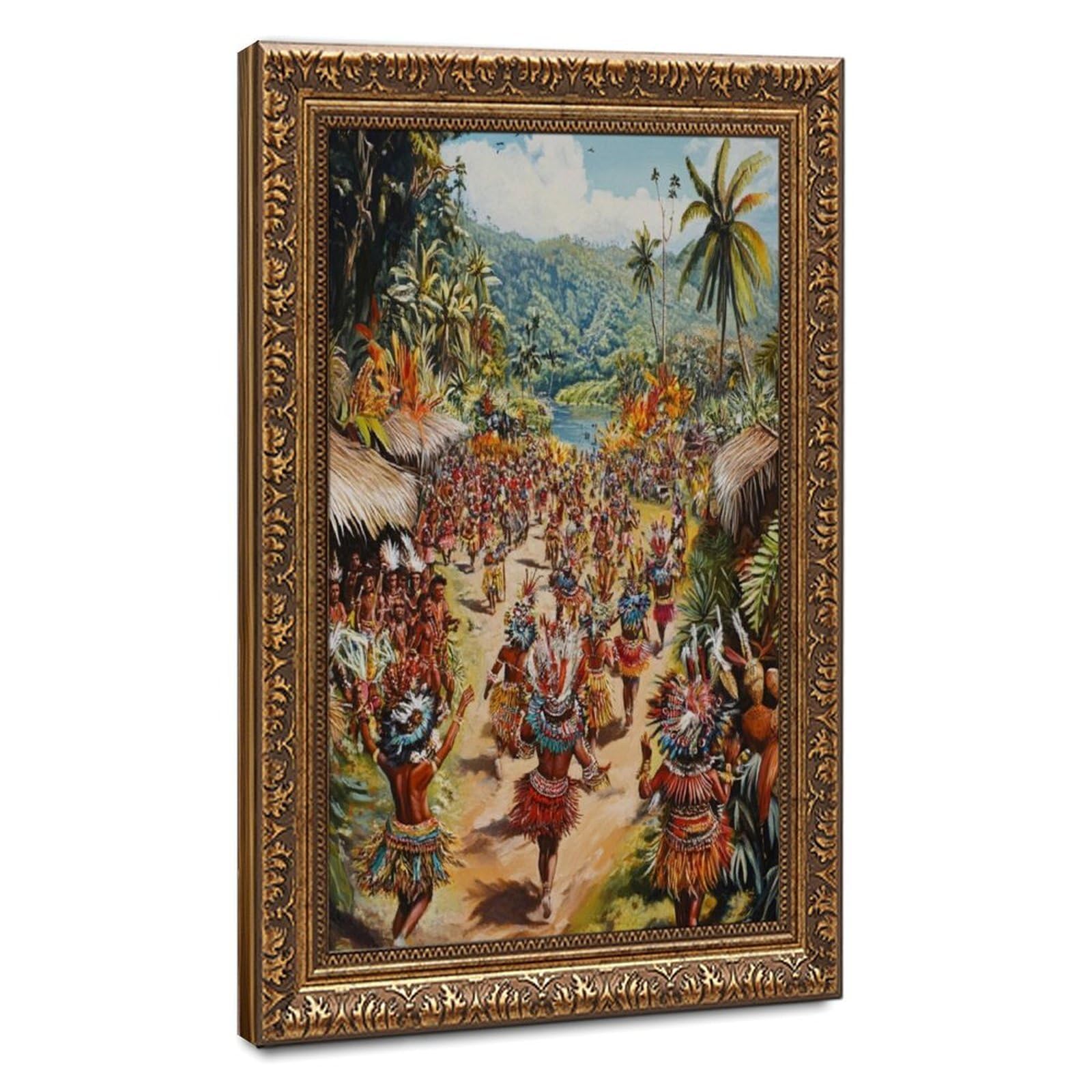 LXWNZE Papua Nuova Guinea Highland Festival Art Canvas Poster Decorazione Camera da Letto Paesaggio Ufficio Camera Decorazione Regalo 40,6 cm L X 61 cm W