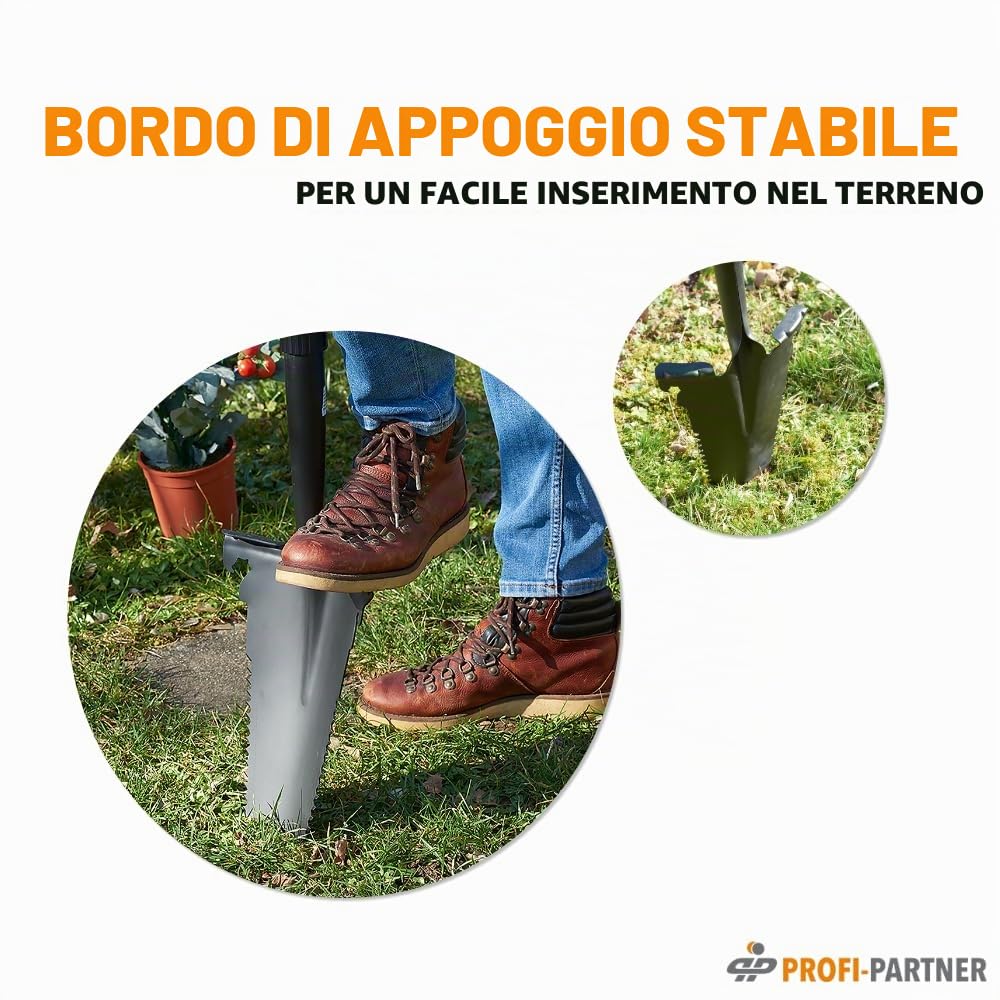 Vanga con sega a radice – Punta in acciaio al carbonio con denti affilati, manico in vetro febbre, chiave combinata integrata e apribottiglie, 114 cm, smontabile, arancione e nero