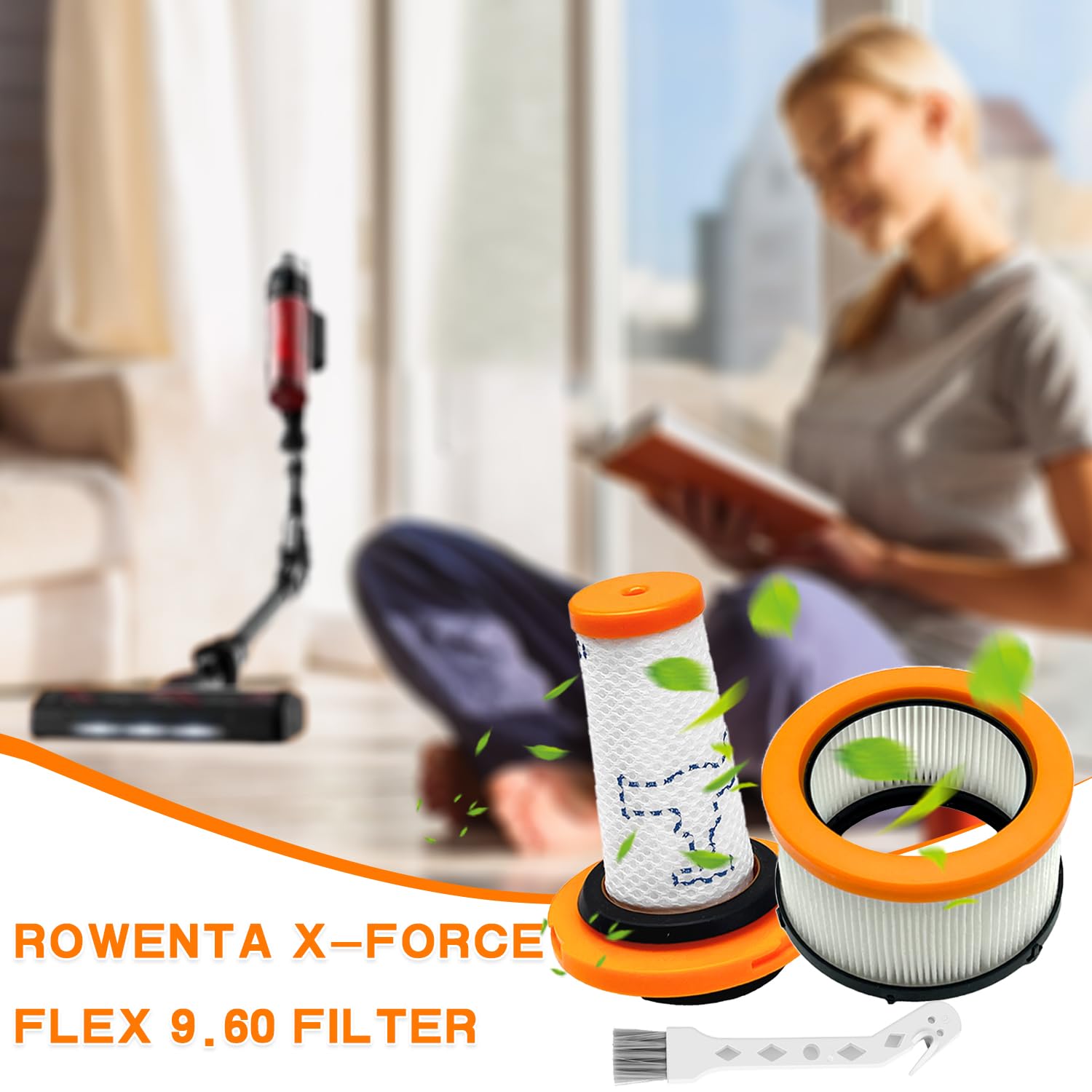 Filtre pour Rowenta X-Force Flex 9.60 et X-Nano Essential RH20xx, 2 Filtres Pré-moteur + 2 Filtres Post-moteur, Filtres de remplacement pour ZR009010 ZR009012