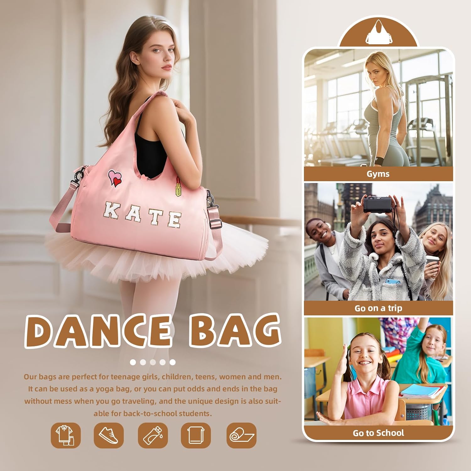 Personalized Duffel Bag with Name – Custom Travel Gym Bags for Women & Men – Waterproof Oxford Weekender Carry-On Overnight Gift for Sports