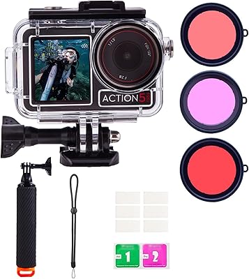 Waterproof Case for DJI Osmo Action 5 Pro43 with 3 Pack Dive Filters, 196FT60M Underwater Protective Housing Dive Kit, Professional Action Camera Dive Accessory