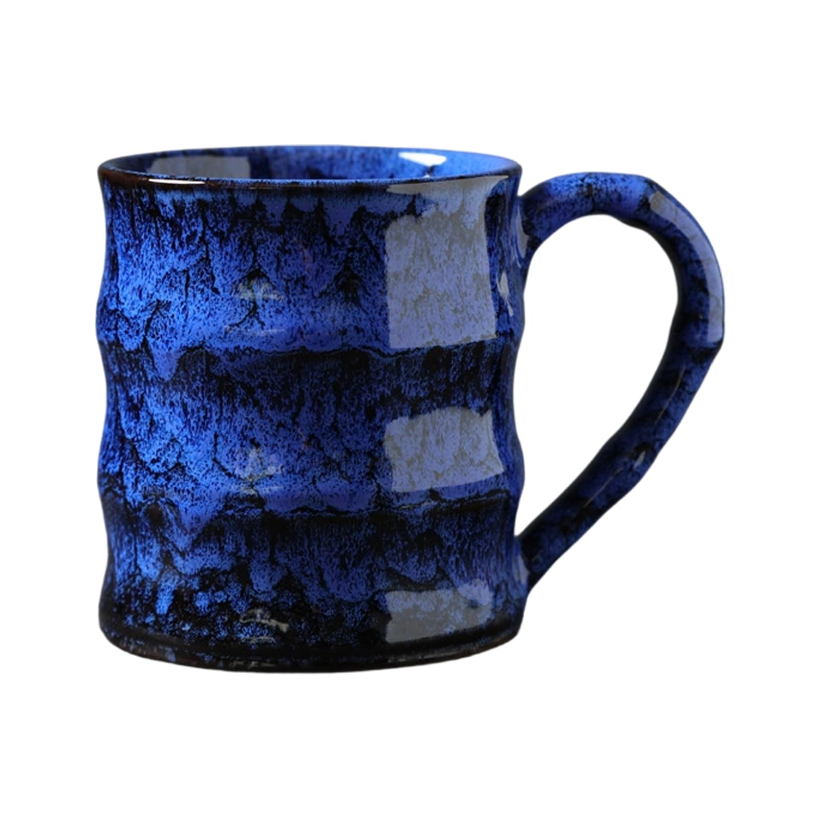 PANGBOER Home Kitchen Ceramic Coffee Mug 500ml Glazed Ridged Cup with Rounded Handle for Tea Milk Desk Beverage Moments