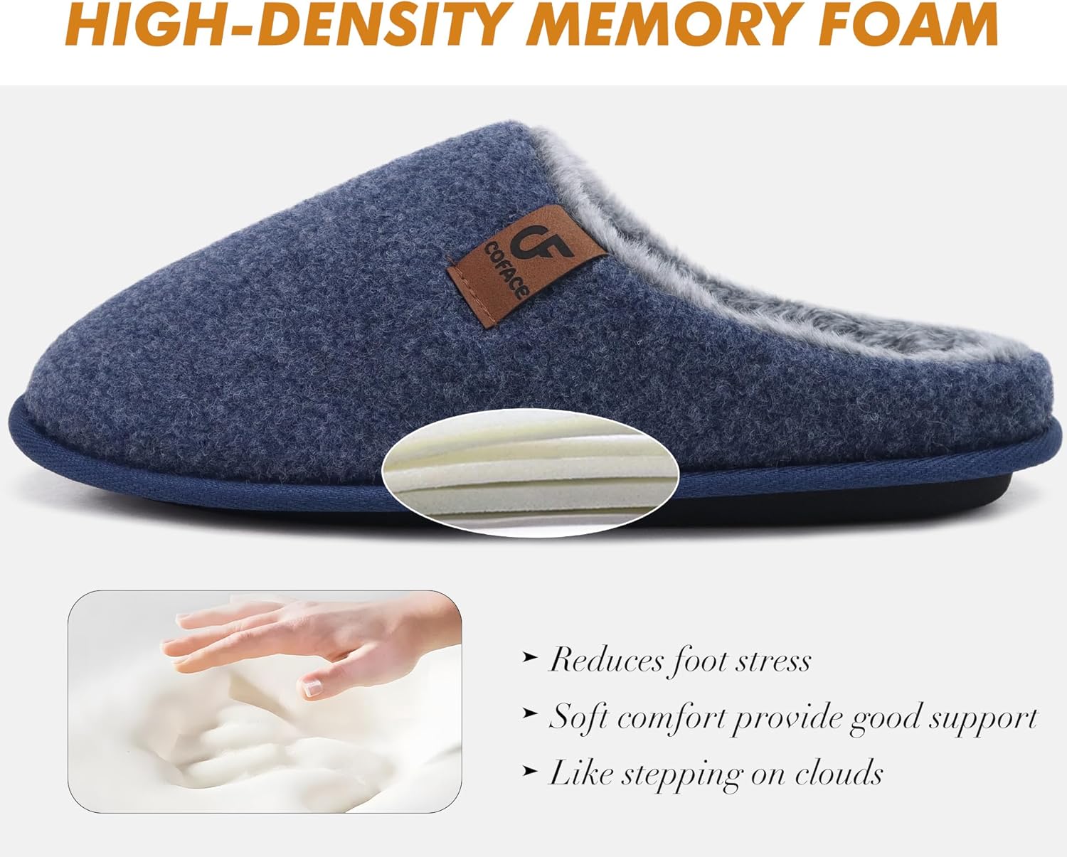 COFACE Mens Cozy Memory Foam Scuff Slippers Casual Slip On Warm House Shoes Indoor/Outdoor Sandal Slippers With Arch Support Rubber Sole Size 7-15 - Image 5