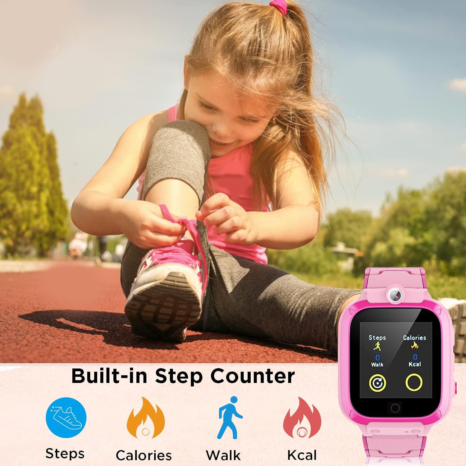 Smartwatch Bambini, 24 Giochi, Contapassi Calorico, Lettore Musicale, Orologio Smartwatch Bambini con 2 Fotocameras,Torcia Sveglia, 2-13 anni Bambino Festiva Regalo[Scheda SD integrata]