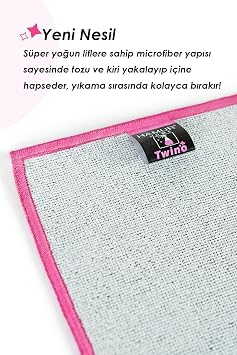 Twino 3'lü Mikrofiber Temizlik Bezi 40x40 Çok Amaçlı Mobilya Halı Koltuk Ovma Silme Toz Alma Bezi