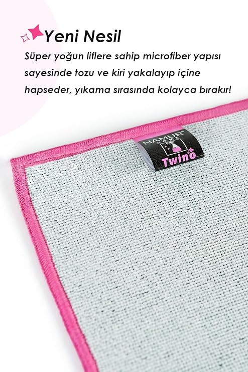 Twino 3'lü Mikrofiber Temizlik Bezi 40x40 Çok Amaçlı Mobilya Halı Koltuk Ovma Silme Toz Alma Bezi