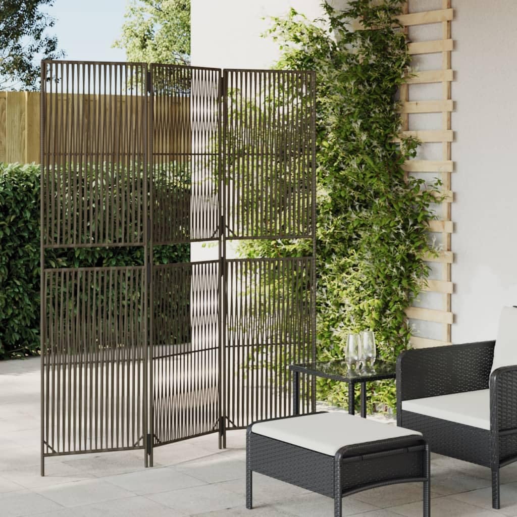 Biombo de 3 Paneles ratán sintético Gris Biombo Protector, para Interior y Exterior Separadores de Ambientes para Sala de Estar, Dormitorio y Oficina