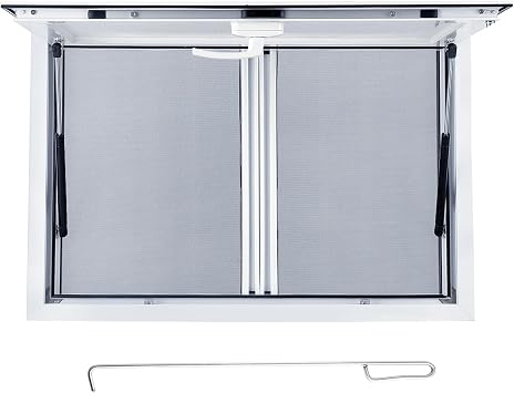 Concession Window 48" W x 36" H, Food Truck Aluminum Alloy Service Window with 2 Horizontal Sliding Screen & Awning Door for Food Trucks