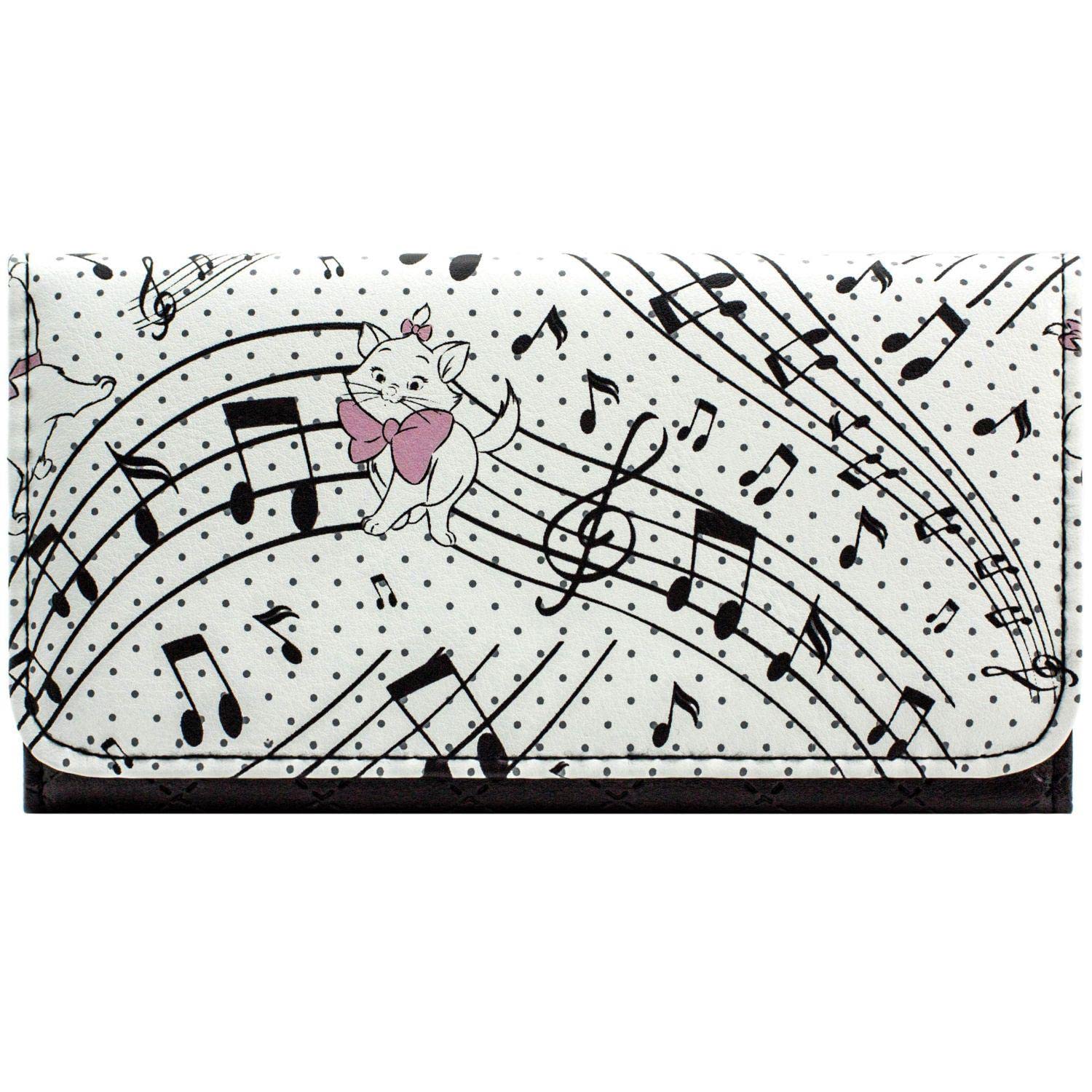 Aristocats Piccola Principessa Marie Note Musicali Borsa/Portamonete a Tre Ante Tasca per Monete & Porta Tessere, Bianco