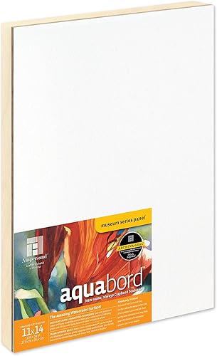 Miniatura 47 de Ampersand Art Supply Panel de pintura de acuarela: Serie Museo Aquabord, perfil plano de 1/8 pulgadas, 6 "x 6" - Paquete de 4