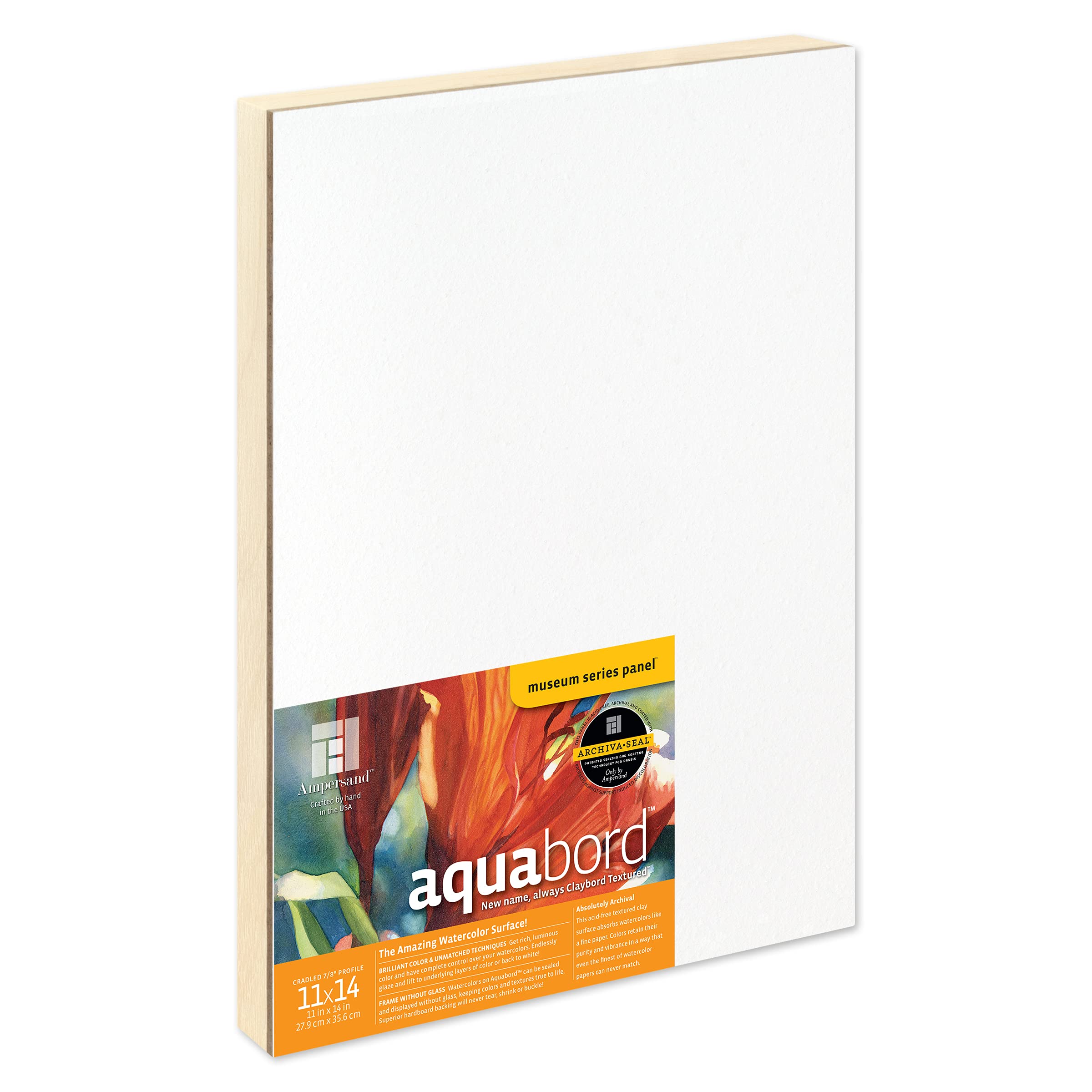 Ampersand Art Supply Watercolor Painting Panel: Museum Series Aquabord, 7/8 Inch Flat Profile, 11" x 14"