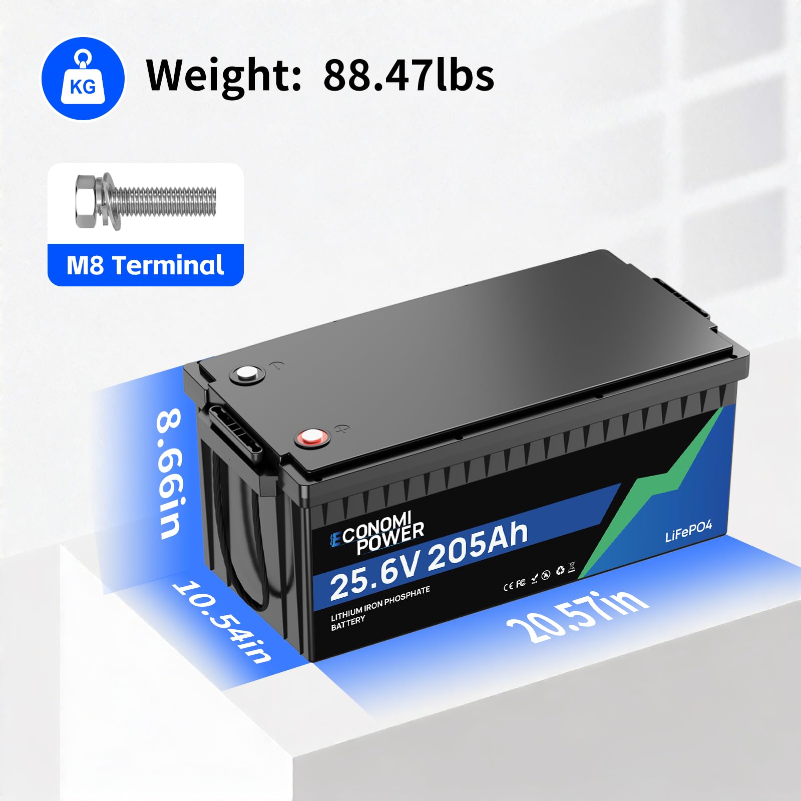 LiFePO4 24V 200Ah Batteria al litio, BMS 200A integrato, celle al litio-ferrofosfato di classe A, batteria al litio da 5120Wh per camper, barche, impianto solare e altro ancora