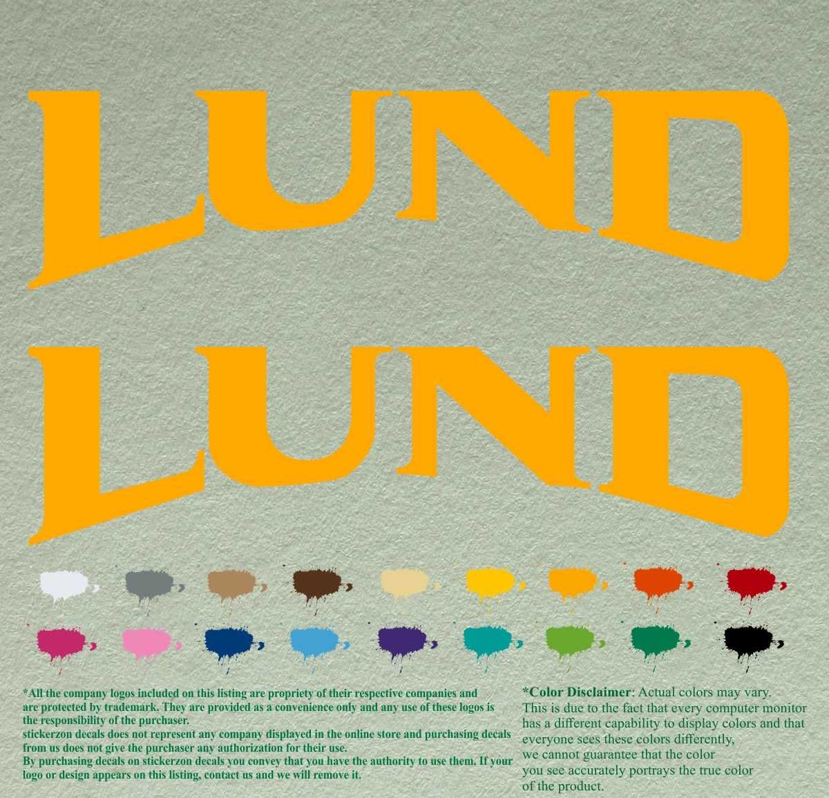 Pair Lund Compatible Replacement Decals Vinyl Stickers Boat Outboard Motor Set of 2 (18", Black 070)