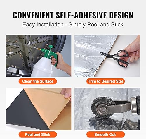 Vista 5 de VEVOR Alfombrilla de amortiguación de sonido para automóvil, 200 mil 36 pies cuadrados, material amortiguador de sonido de espuma de alta densidad