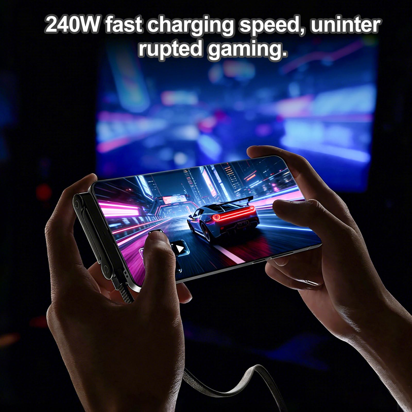 Noaya 2-in-1 Invisible Stand Charging Cable - 240W Fast Charging Cable, 4.9FT Multi Charger Cord with Type C, T-Shaped Foldable Stand for Smartphones,Tablets,Laptops(1PCS) Office Product 2512-02 — view 7