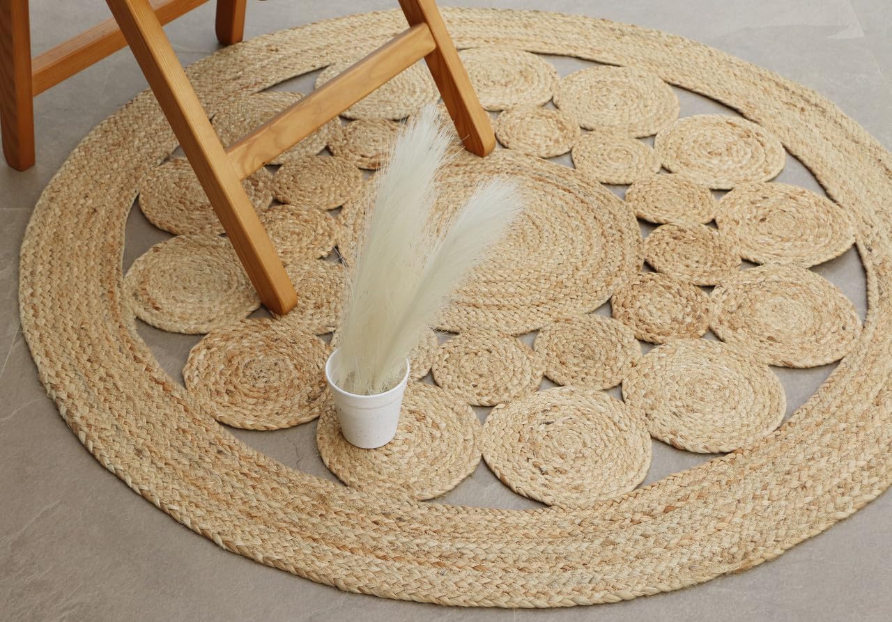 Elmstead Collection Handwoven Natural Jute Fiber Area Rug
