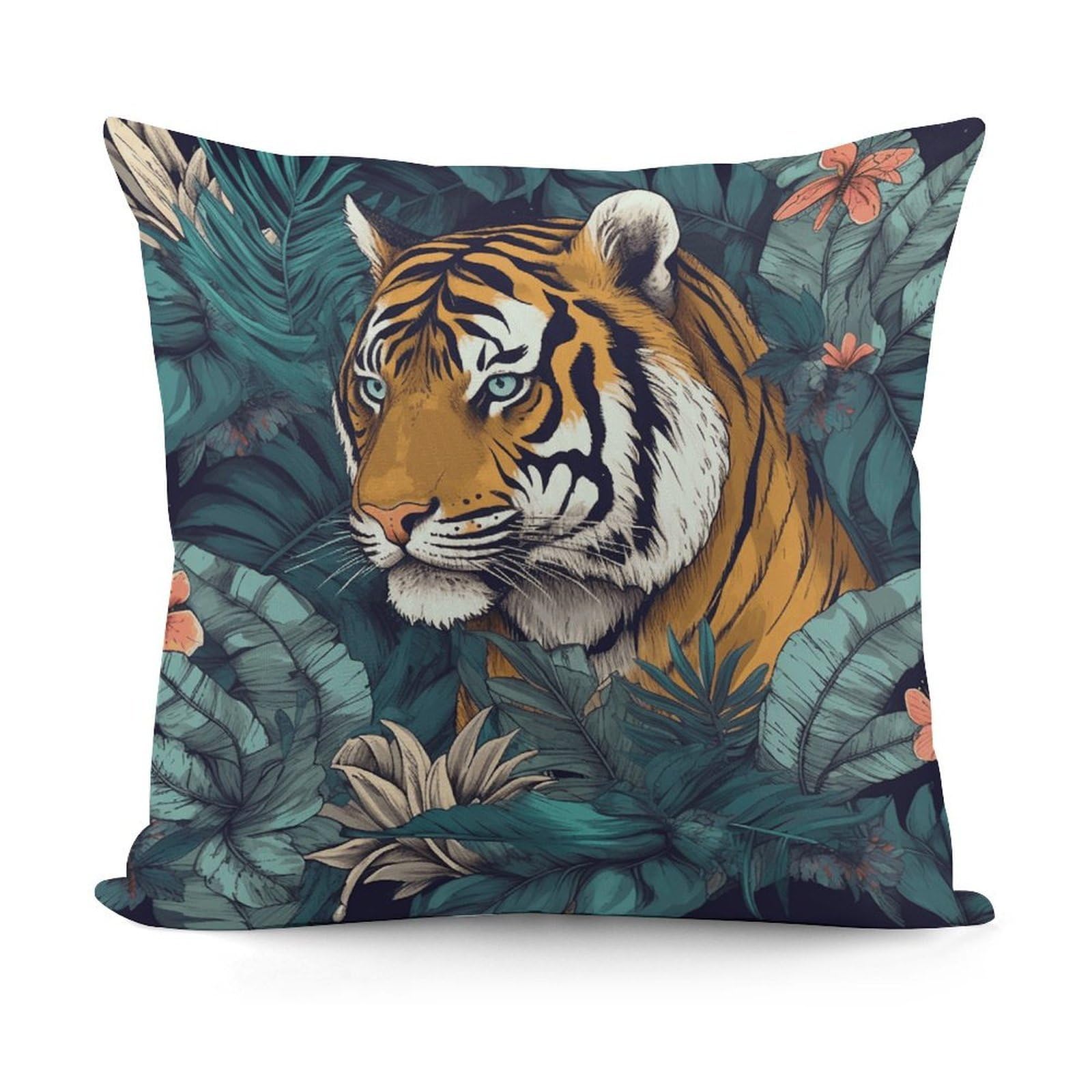 VstaDank Decorative Tropical Tiger Throw Pillow Covers Luxury Soft Pillowcases Fluffy Plush Accent Pillow Cases Personalized Square Lumbar Pillows Shells for All Seasons 18" X 18"