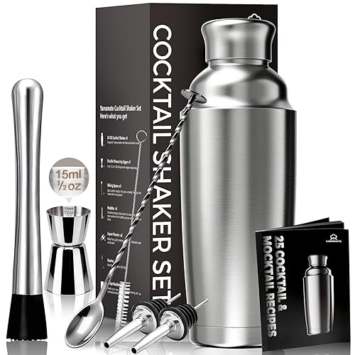 YARRAMATE 8Pcs 24oz Hybrid Vacuum Insulated Cocktail Shaker Set with