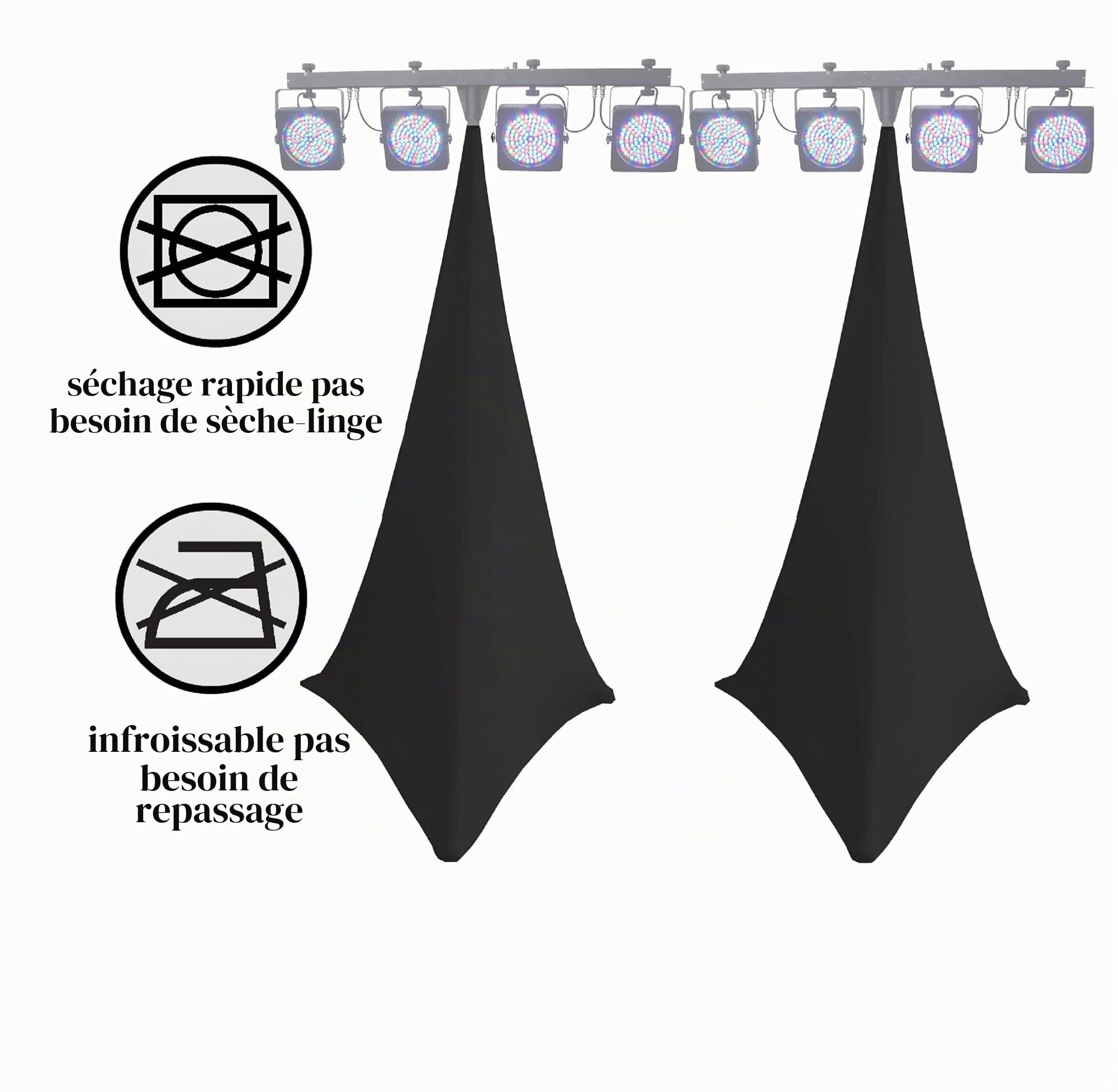 Paire de Housse XL pour trepieds de Haut-parleurs/Jeux de Lumiere en élasthanne Extensible, Housse pour trépied, Double Face … (Blanc)