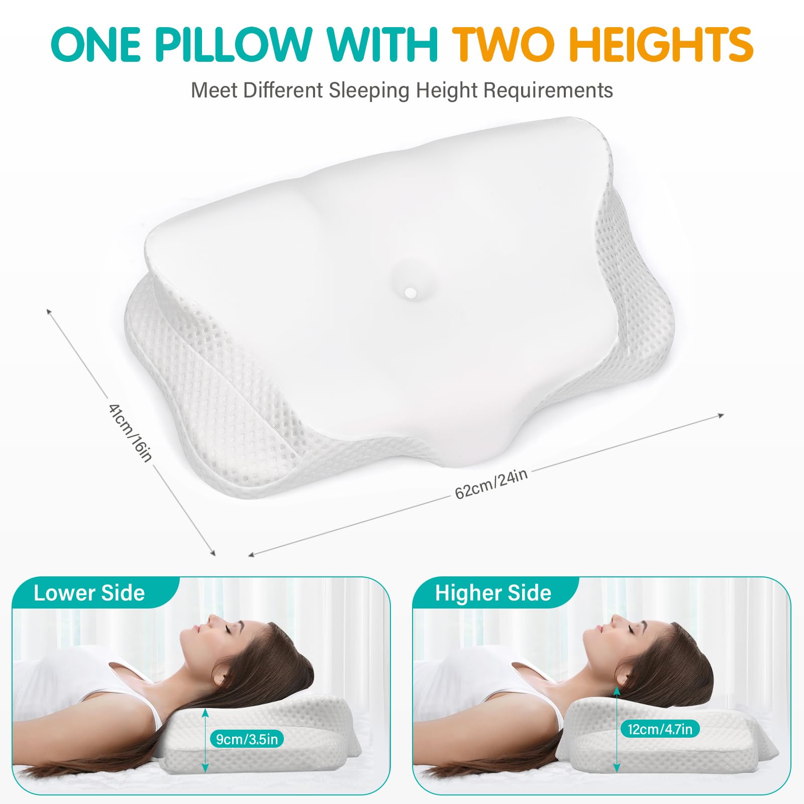 Ehomfory Cuscino Cervicale per Collo e Spalle, Cuscino in Memory Foam Sagomato, Cuscino Ergonomico con Supporto per il Collo per Chi Dorme di Lato, Schiena o Pancia in Giù