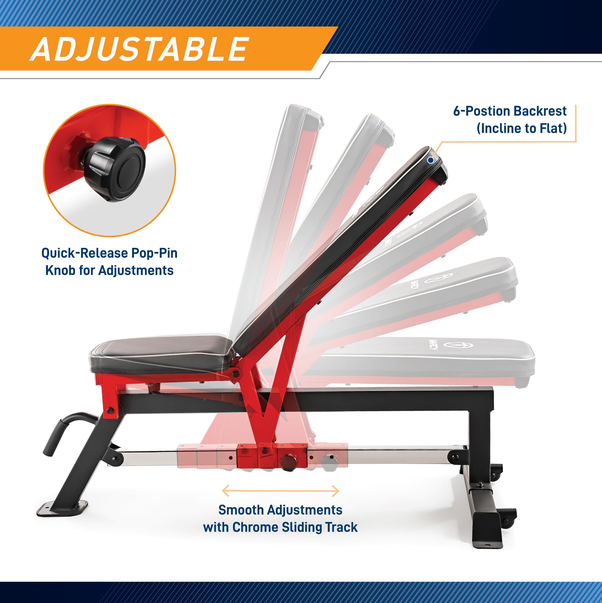 Foldable Standard Weight Benches, Adjustable Strength Training Benches for Full Body Workout