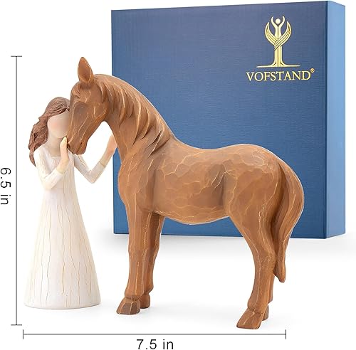 Miniatura 4 de Regalos de Caballos para Niñas y Mujeres - Figurina de Niña Abrazando Caballos Regalos para Mujeres Amantes de los Caballos Esculpida Pintada a Mano