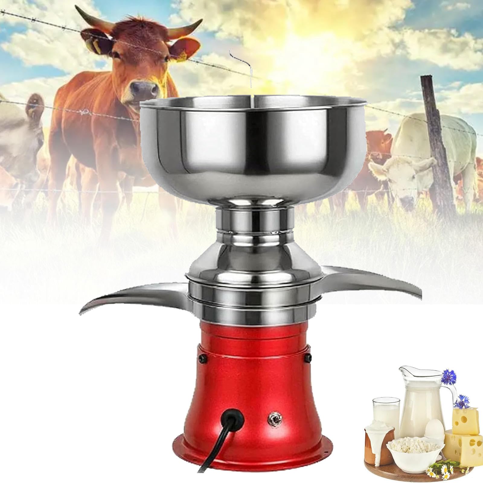 Schiumatore per latte, separatore elettrico per panna da latte, acciaio inossidabile 304, elevata portata 50 l/h, 10500 giri/min per uso in fattoria e ranch