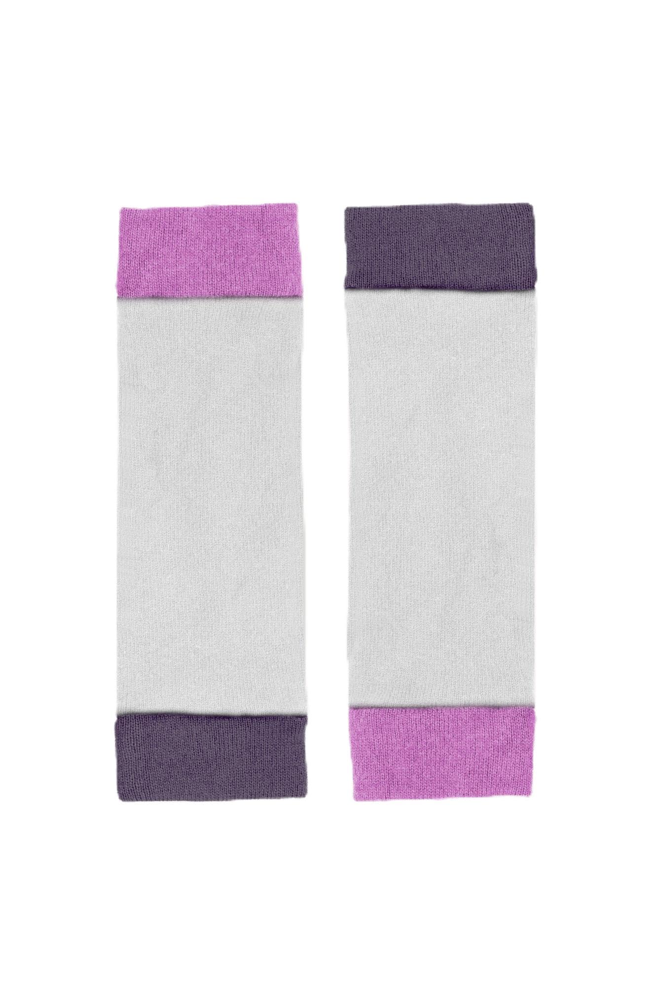 Turtle Doves Women's Grey And Purple 100% Recycled Cashmere Wrist Warmer (Grey & Purple)