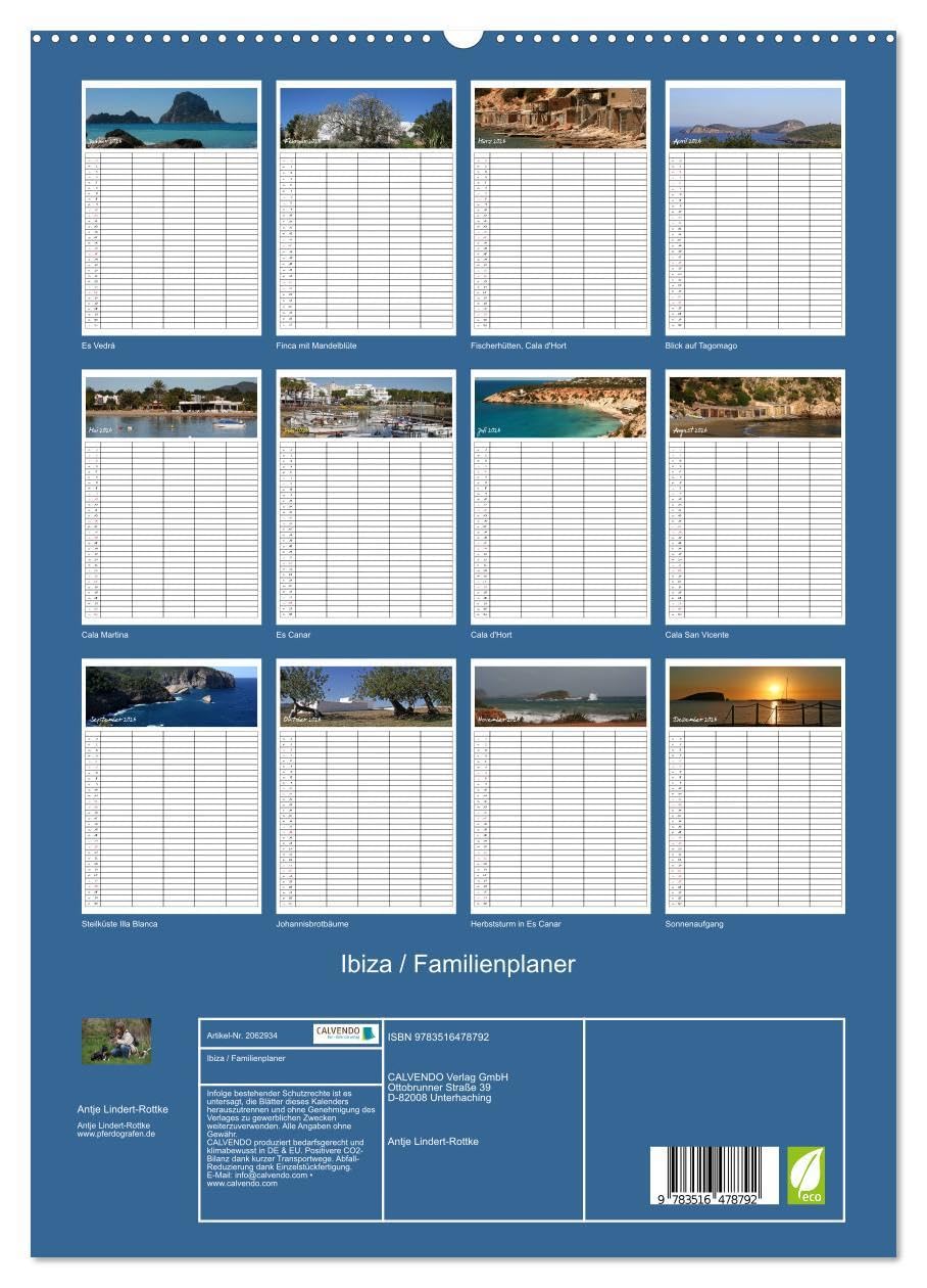 Ibiza/Familienplaner (hochwertiger Premium Wandkalender 2026 DIN A2 hoch), Kunstdruck in Hochglanz: Zauberhaftes Ibiza (CALVENDO Orte)