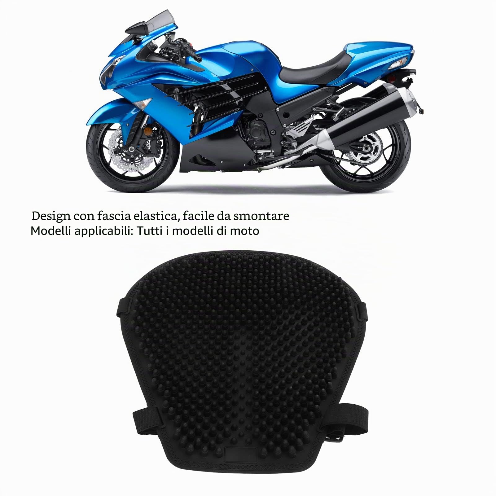 Cuscino Sella Moto, 3D a Nido d'Ape Antiscivolo Traspirante Moto Gel Cuscino Sella con Assorbimento degli Urti, Traspirante, Universale Crociera Sport Touring Moto