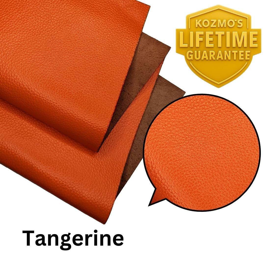 Real Leather Sheets, Tangerine- Litchi Embossed, 12" X 24" - Image 3