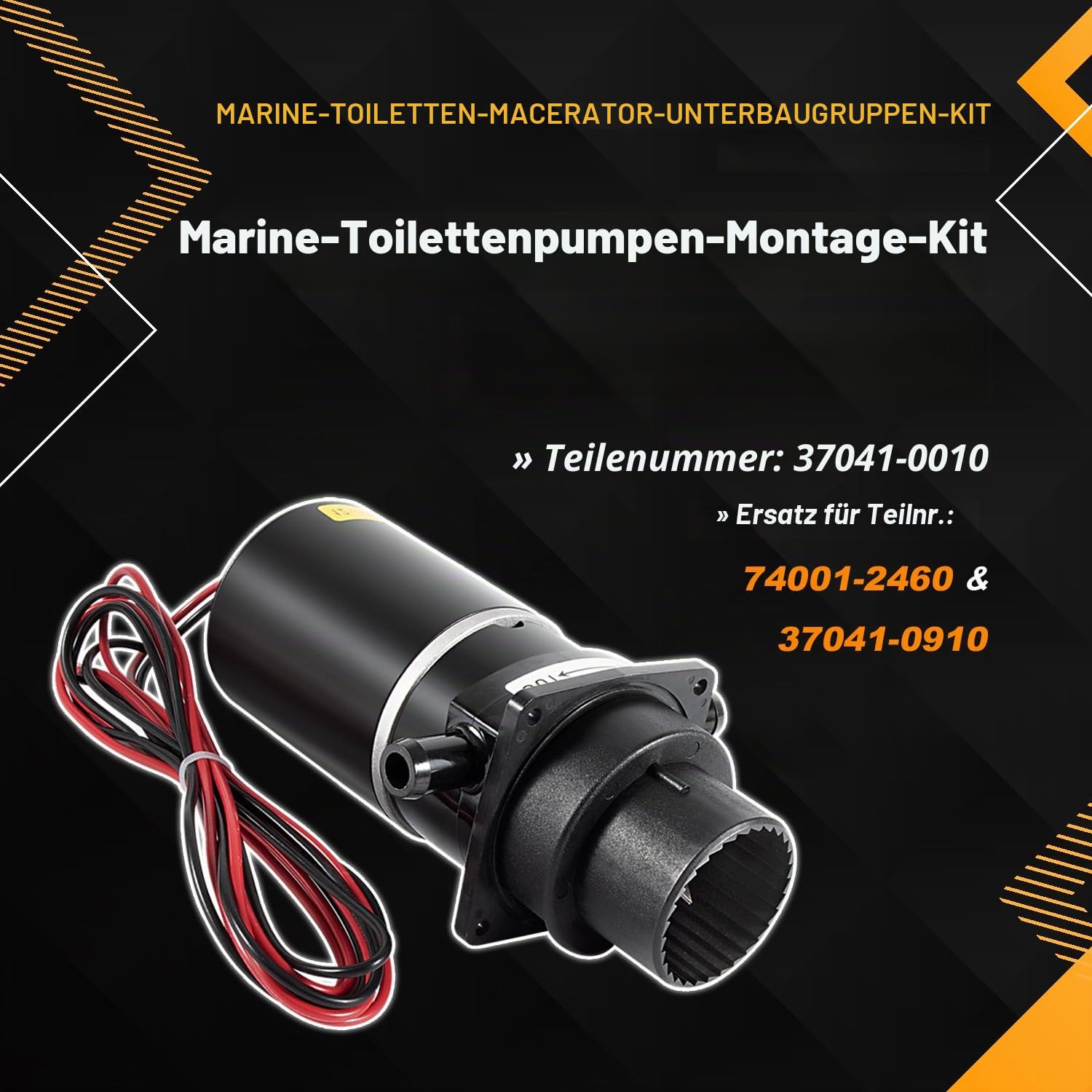 Ersatz für 37041-0010 Marine WC Zerkleinerer Sub-Montagesatz, Marine WC Ersatzmotorpumpen-Set 12 Volt passend für Modelle 37010-0000, 37010-1000, 37010-0090 und 37010-1090