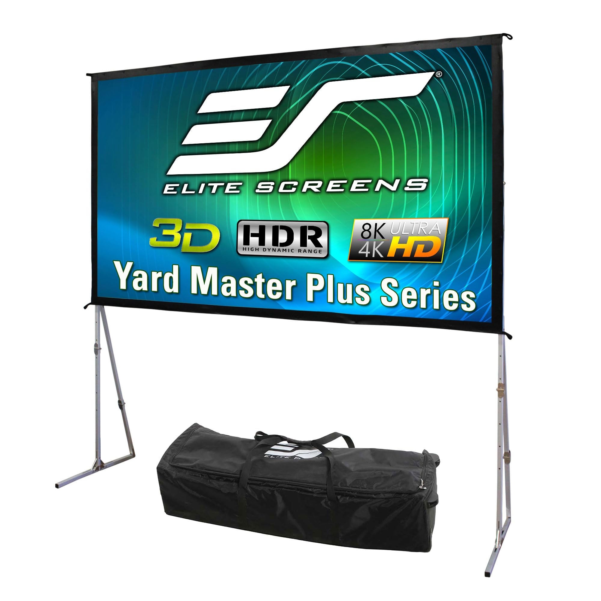 Elite Screens Yard Master Plus, 145-INCH 16:9 Height Setting Adjustable Portable Projector Screen, 4K HD Outdoor Indoor Movie Theater Front Projection