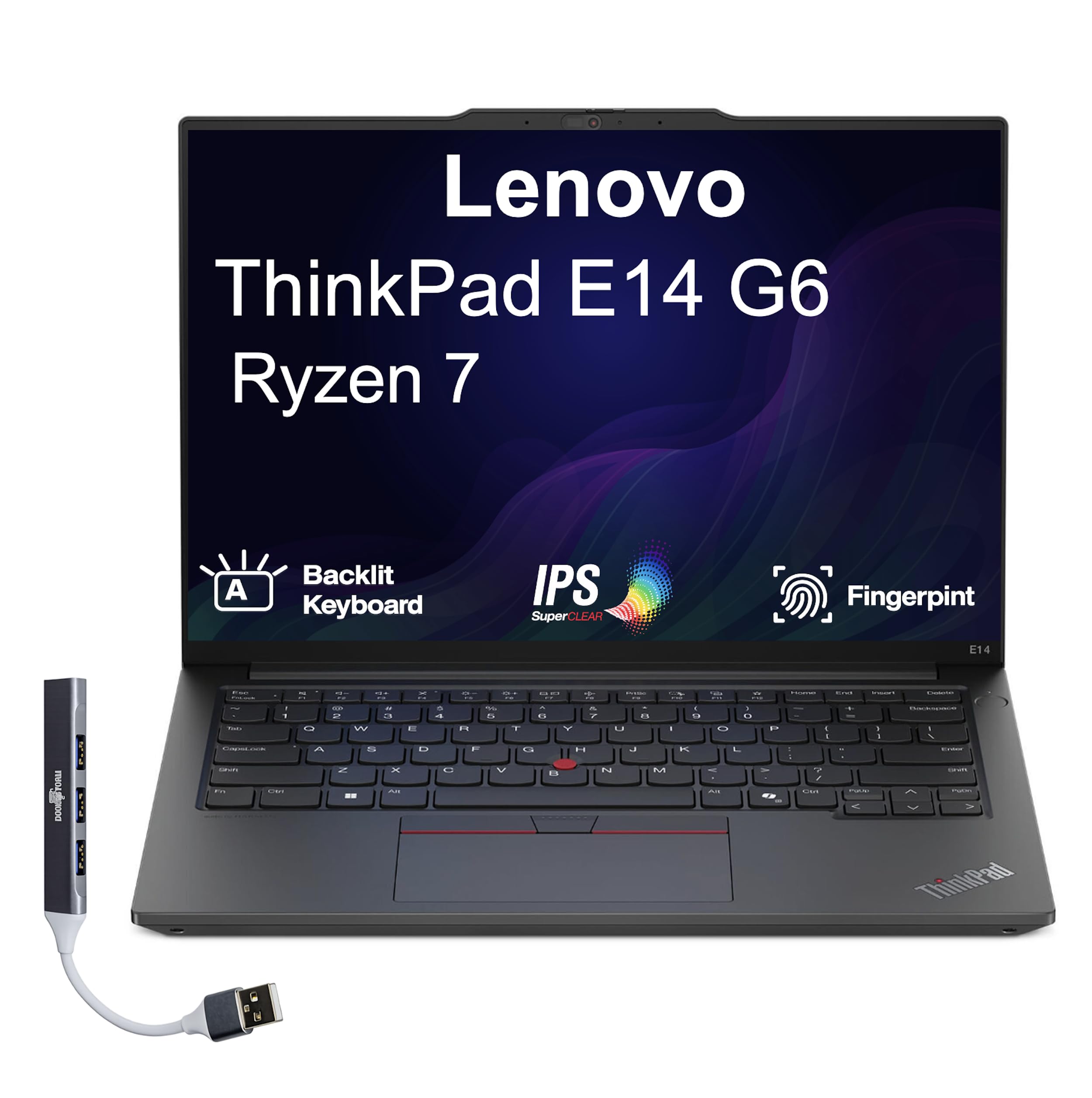 ThinkPad E14 Gen 6 Business Laptop 14.0" IPS WUXGA Display (AMD Ryzen 7 7735U, 32GB DDR5, 1TB PCIe SSD, AMD Radeon, Fingerprint, 2 Thunderbolt 4, WiFi 6E, BT 5.1, Win 11 Pro) w/Dockztorm Hub