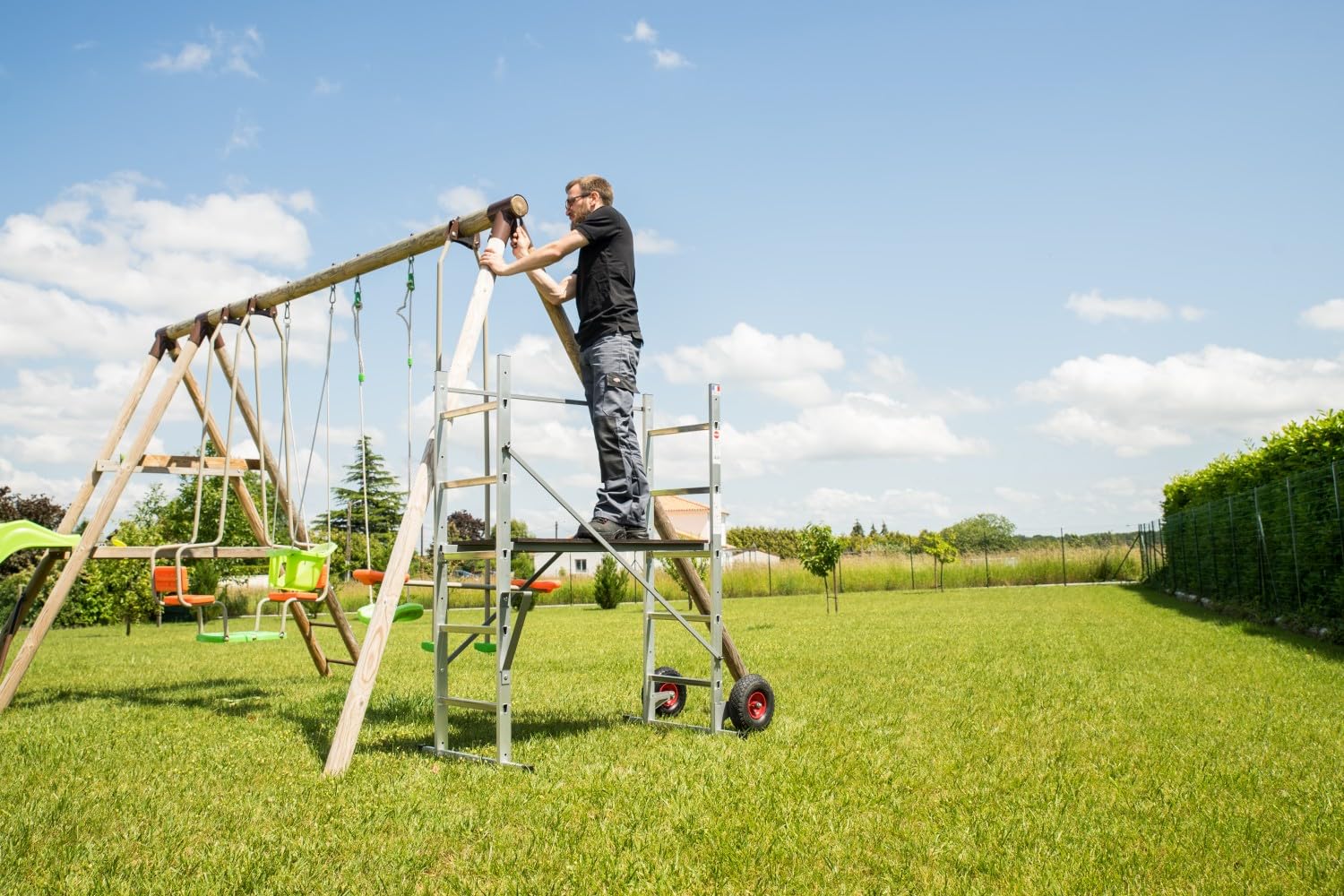 Echafaudage roulant de jardin tout terrain 0,9m/2,9m en aluminium Hailo HobbyStep H3 Jardin