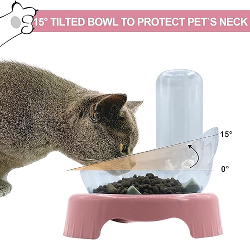 Miniatura 3 de Tazones triples para gatos con dispensador de agua, juego de cuencos de agua y alimentos para mascotas con alfombrilla antideslizante y cuchara,