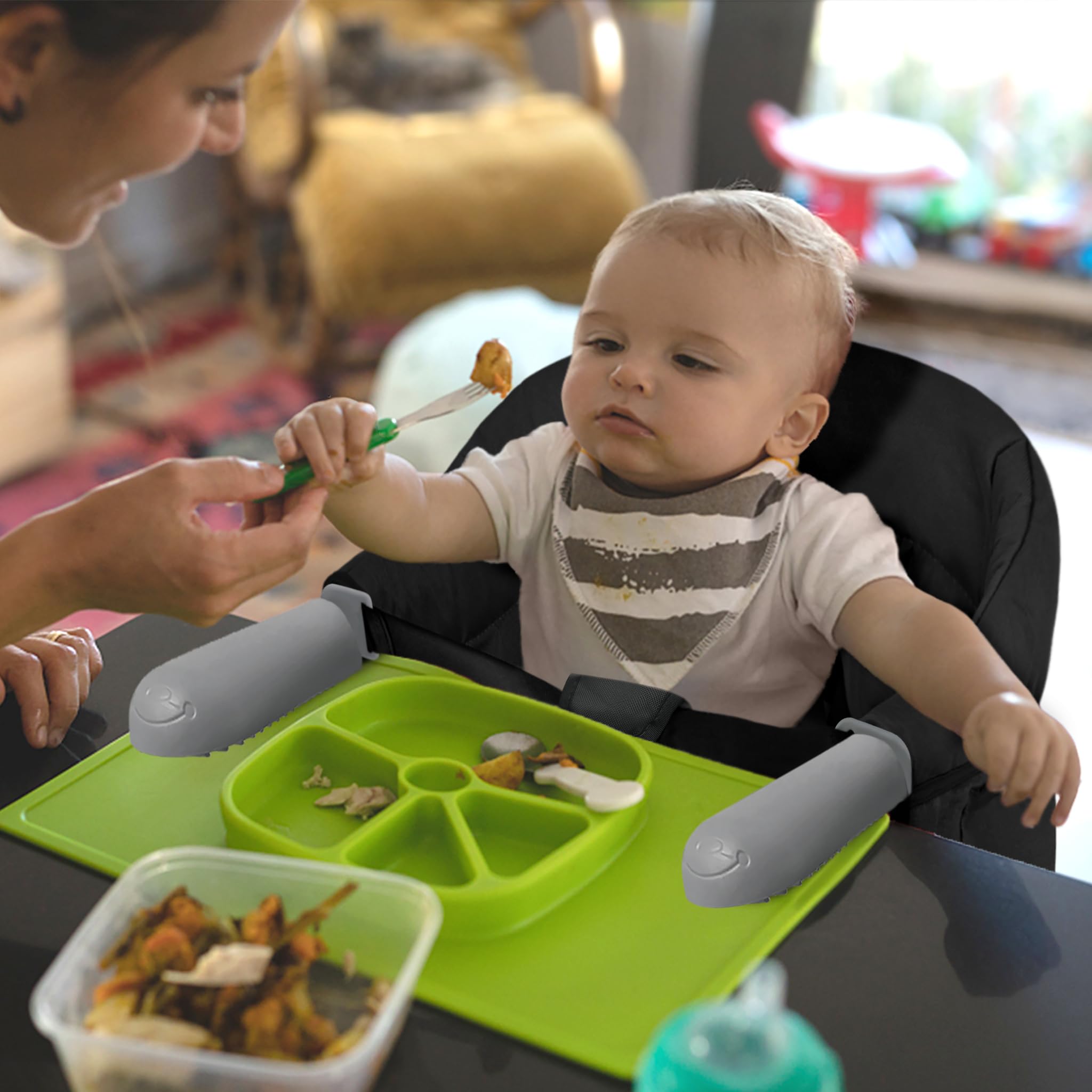 LARS360 Seggiolino da tavolo per bambini, pieghevole, rialzo per la casa e in viaggio, adatto per bambini dai 6 ai 36 mesi, peso inferiore a 15 kg, nero