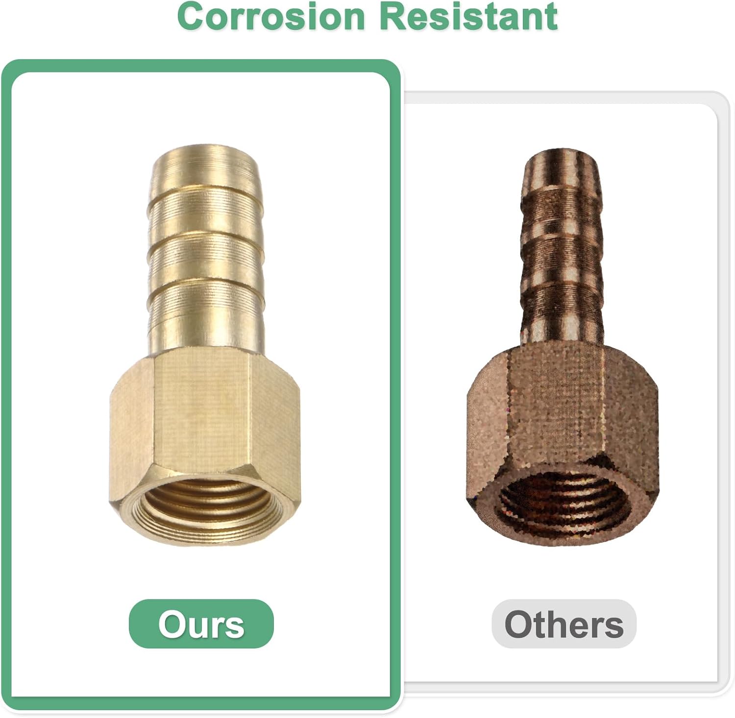 2-Pack Brass Hose Barb Fittings, 8mm x G1/8 Female Adapter Hose Connector with Stainless Steel Hose Clamp & PTFE Tape, Barbed Air Hose Repair Fitting Adapter Kit