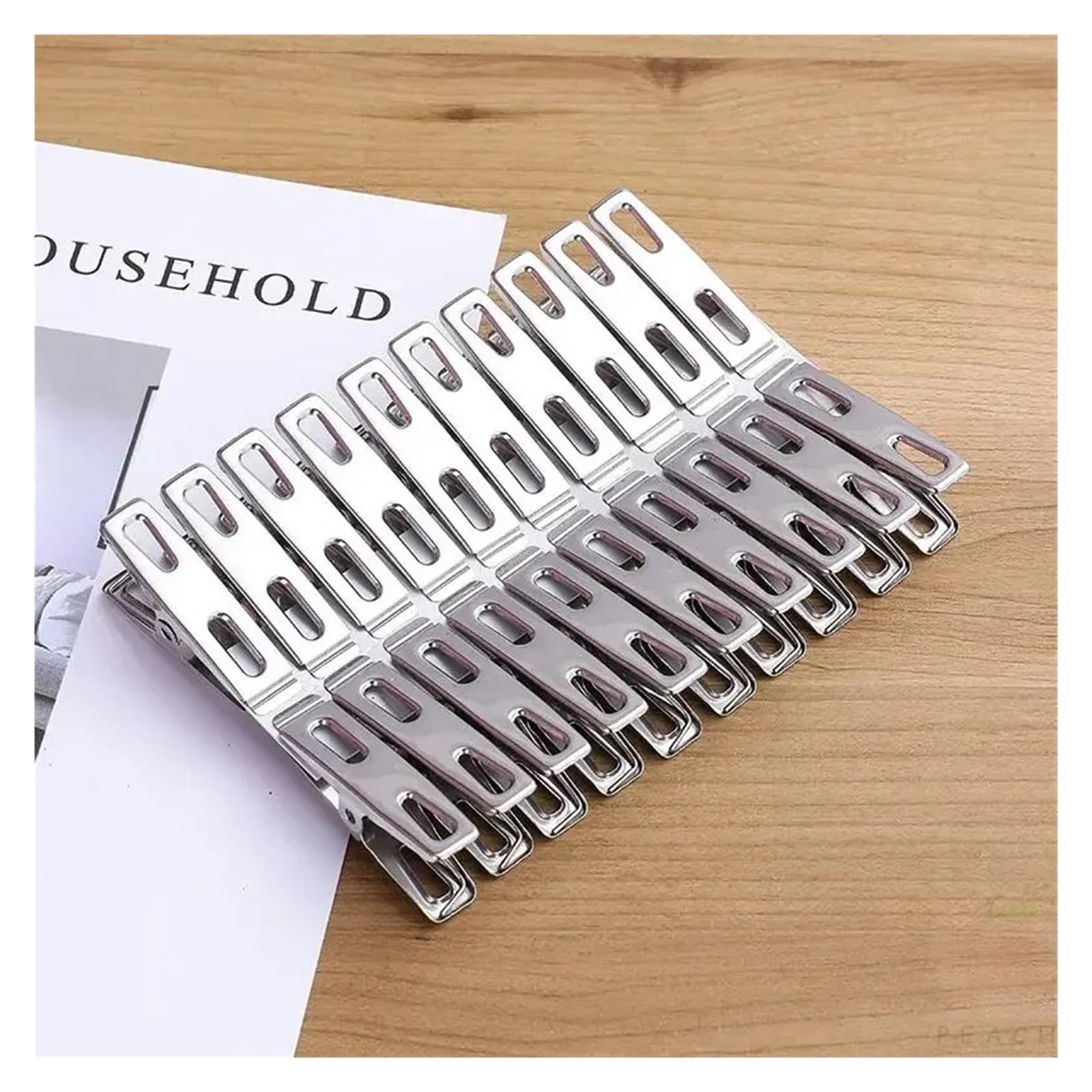 Metall-Wäscheklammern, 200 Stück, Edelstahl, flache Öffnung, Wäscheklammern, Binder-Clip-Set, Kleidung für Socken für Wäscheleine, Befestigung, Handtuch, Socken, Unterwäsche