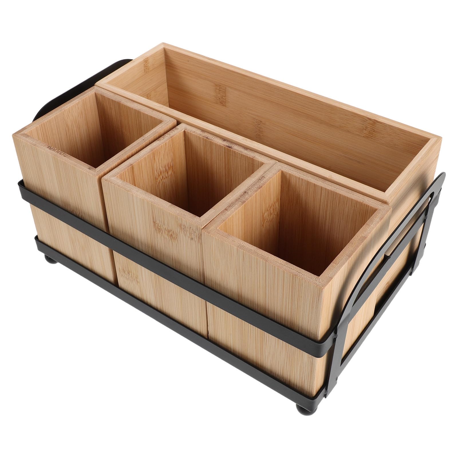 Toyvian Boîte de Rangement Bois pour Couverts et Ustensiles de Cuisine Support pour Couteaux Fourchettes et Baguettes Organisation Pratique pour Cuisine