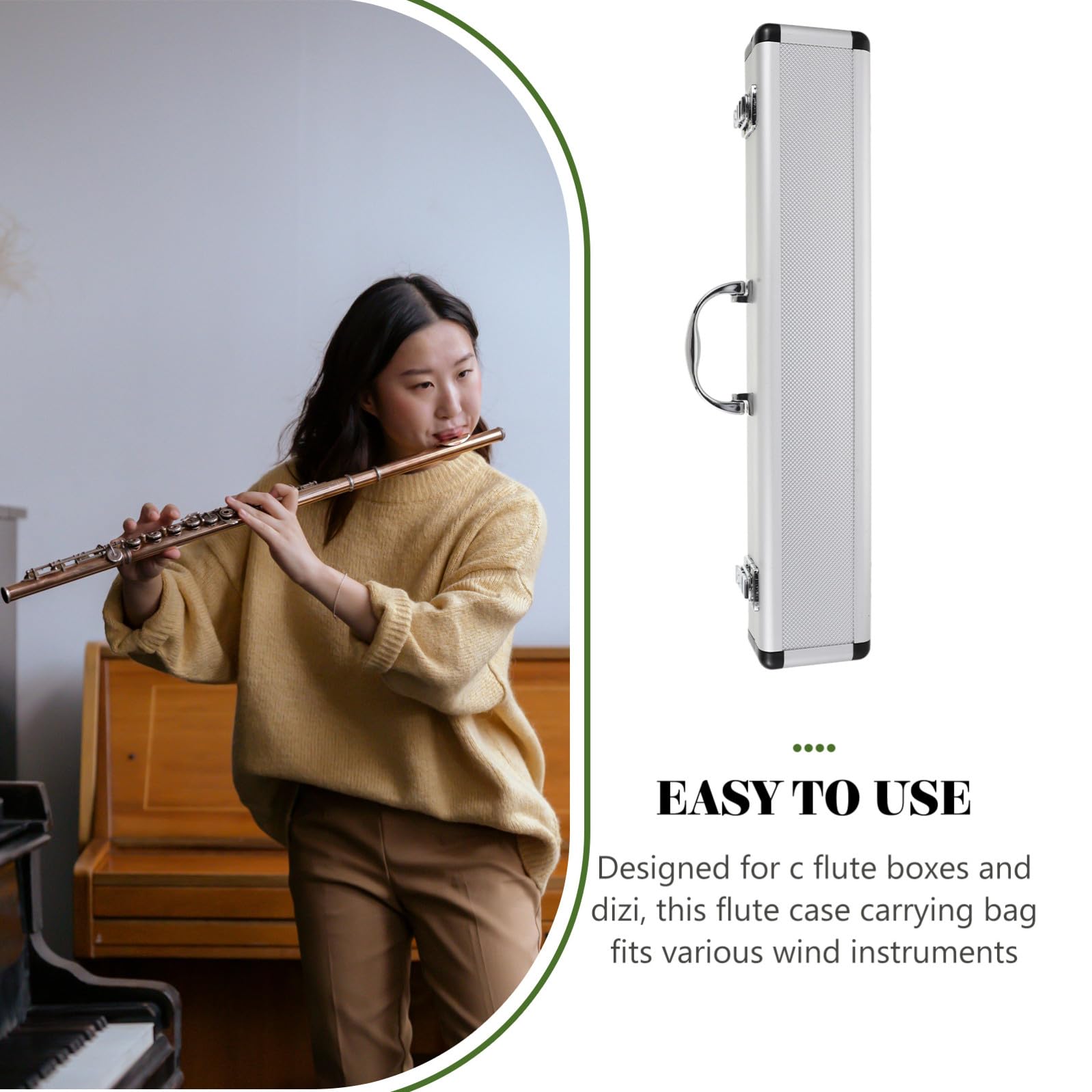 Custodia Rigida per Flauto in Lega di Alluminio con Imbottitura Antiurto e Tecnologia Anti-umidità, Borsa Portatile con Maniglia per Flauto C/d, Custodia da Viaggio per Strumenti