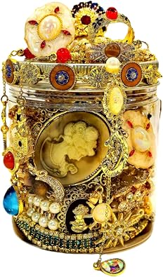 30 PCS Mystery Jewelry Jar, Surprise Gold Vintage Jewelry Set for Woman, Includes Victorian Necklaces, Earrings, Rings and Bracelets, Unique Surprise Gifts Jewelry Box for Her